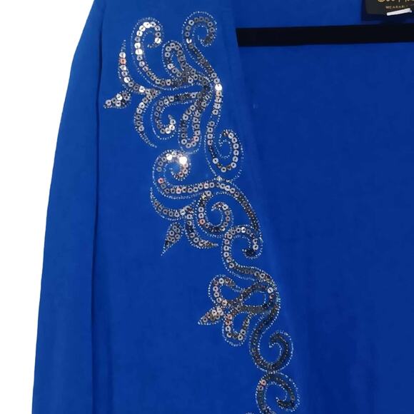 Bob Mackie Blue Embroidered Sequins Cardigan Size M - Picture 3 of 5